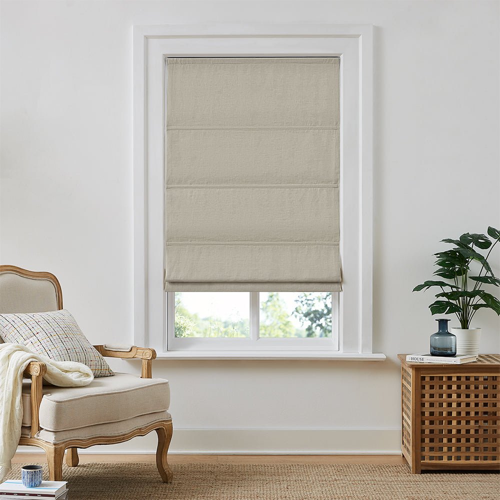 Custom Linen Roman Shades: Earthy Elegance for Natural Interiors - LushCurtain