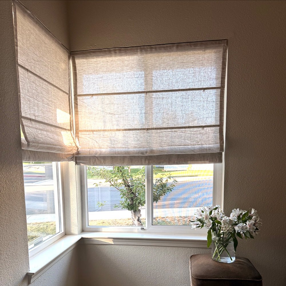 Custom Linen Roman Shades: Earthy Elegance for Natural Interiors - LushCurtain