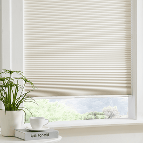 Dual-core cellular shades, honeycomb design, providing sound insulation and thermal efficiency, cordless and motorized options available.
